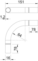 BETTERMANN Alu-Steckbogen 16mm unbeh SB16W ALU Muffe hfr