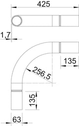 BETTERMANN Alu-Steckbogen 63mm unbeh SB63W ALU Muffe hfr