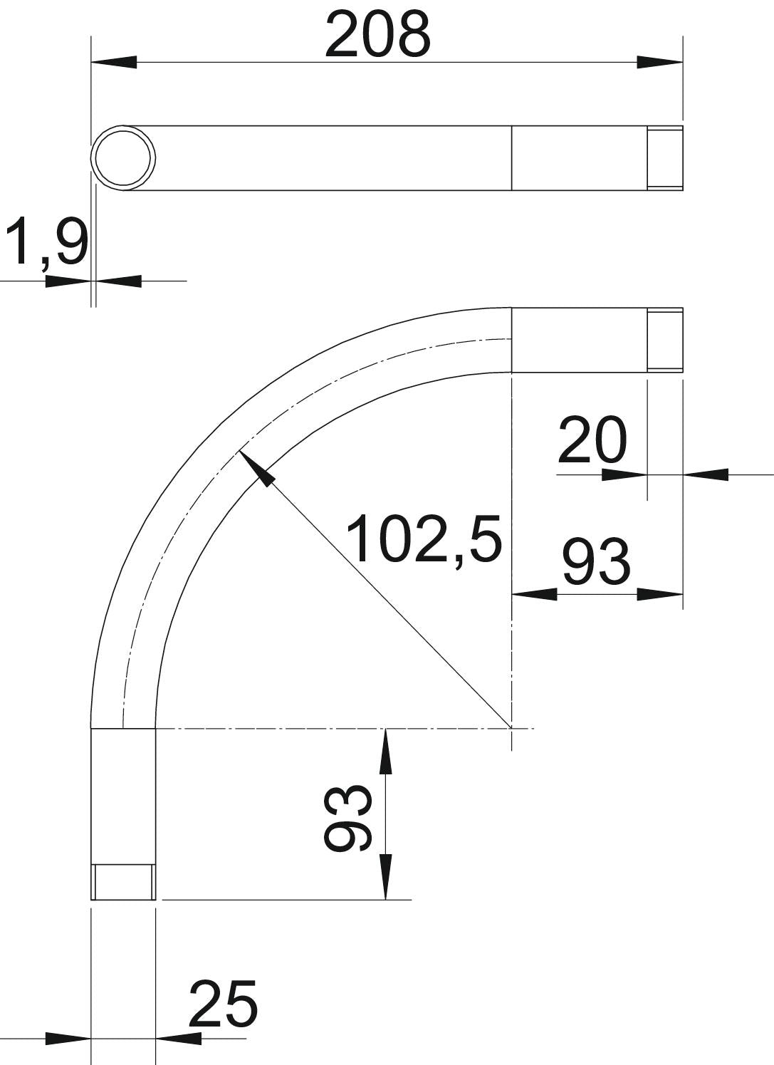 BETTERMANN Alu-Gewindebogen 25mm unbeh SBM25W ALU Muffe hfr