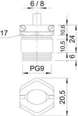 BETTERMANN Kabelverschraubung PG9 Ms si 159 MS PG 9 6mm IP54 ger vernick
