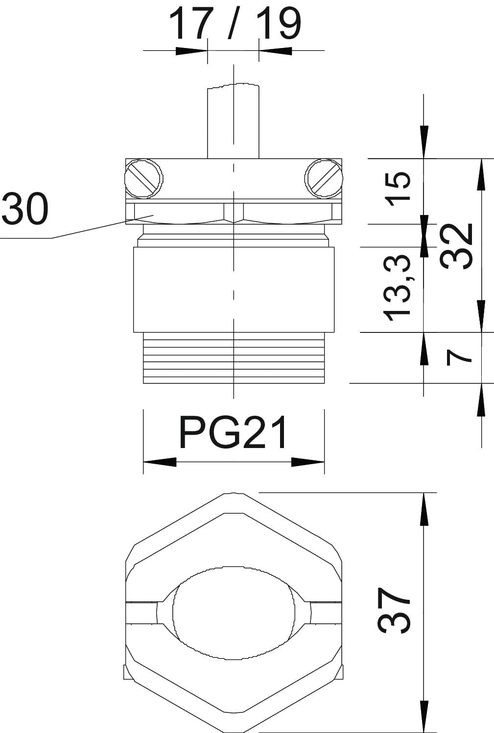 BETTERMANN Kabelverschraubung PG21 Ms si 159 MS PG21 7mm IP65 ger vernick