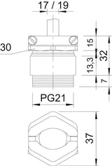 BETTERMANN Kabelverschraubung PG21 Ms si 159 MS PG21 7mm IP65 ger vernick