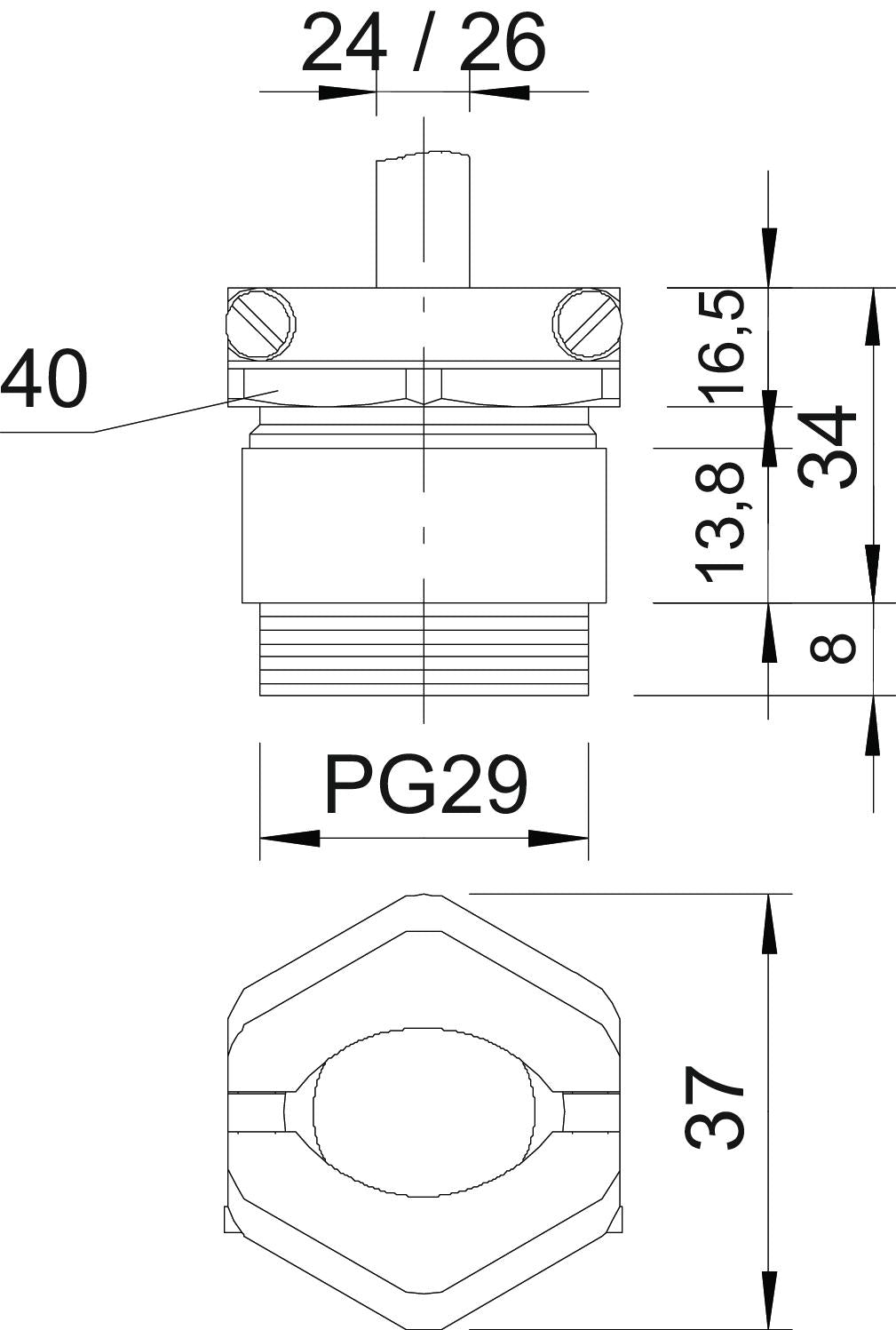 BETTERMANN Kabelverschraubung PG29 Ms si 159 MS PG29 8mm IP54 ger vernick