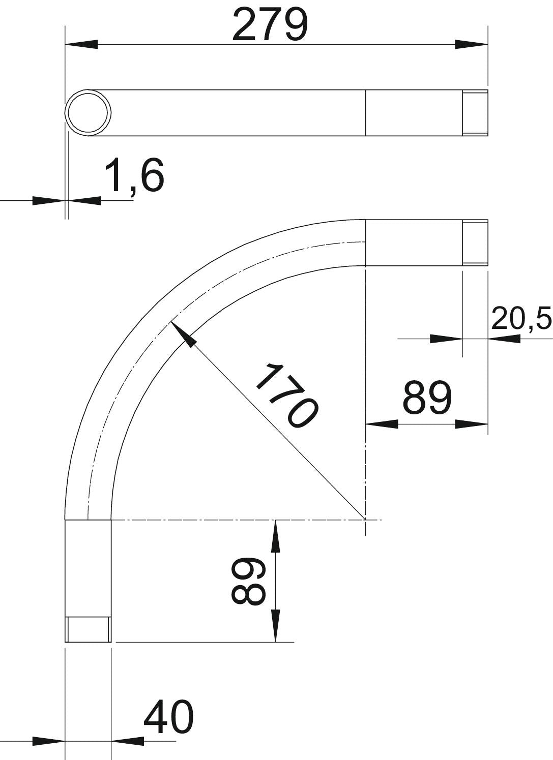 BETTERMANN Stahl-Gewindebogen 40mm lack SBNM40 SW Muffe hfr sw