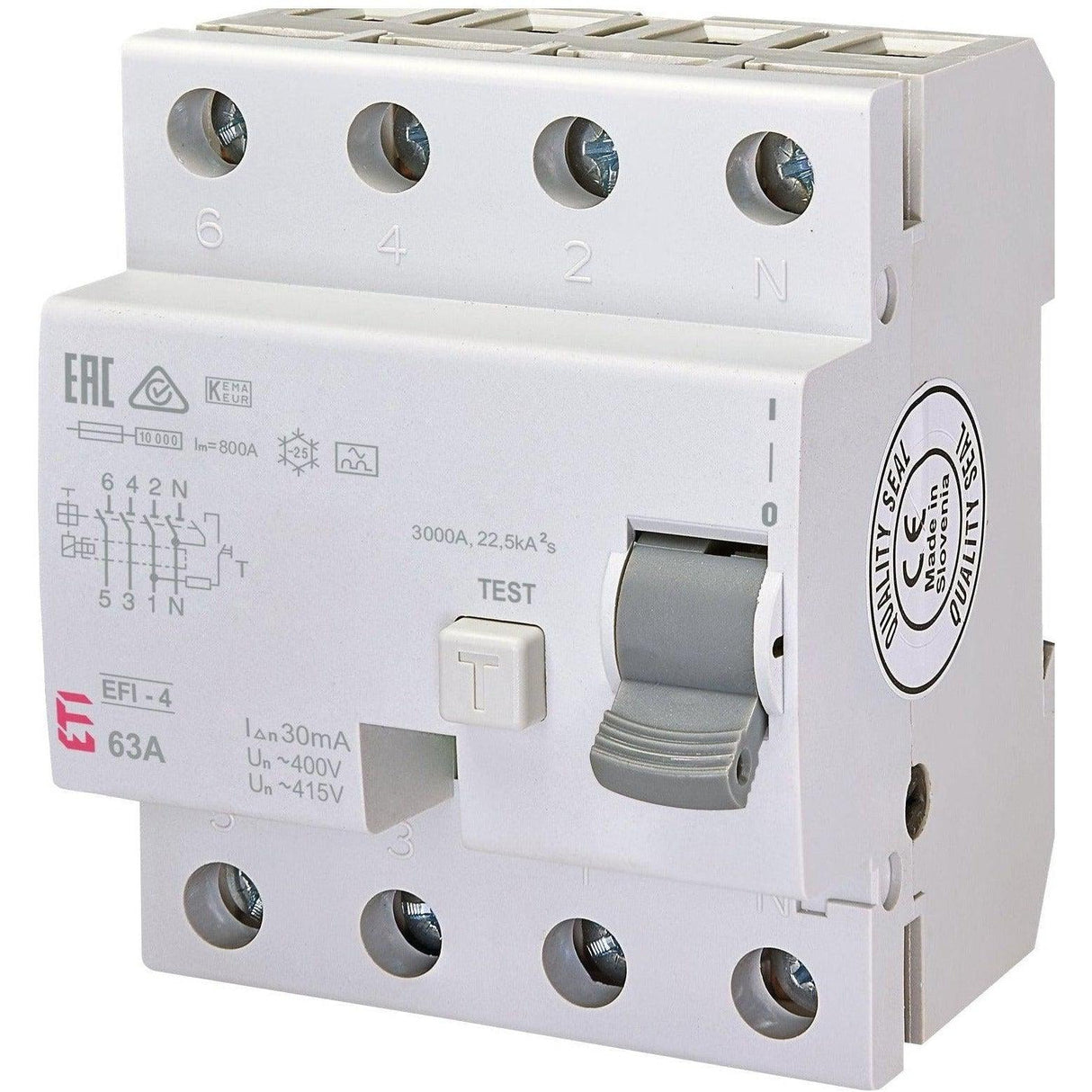 ETI EFI-4 Fehlerstromschutzschalter 63 A 30 mA 4-polig