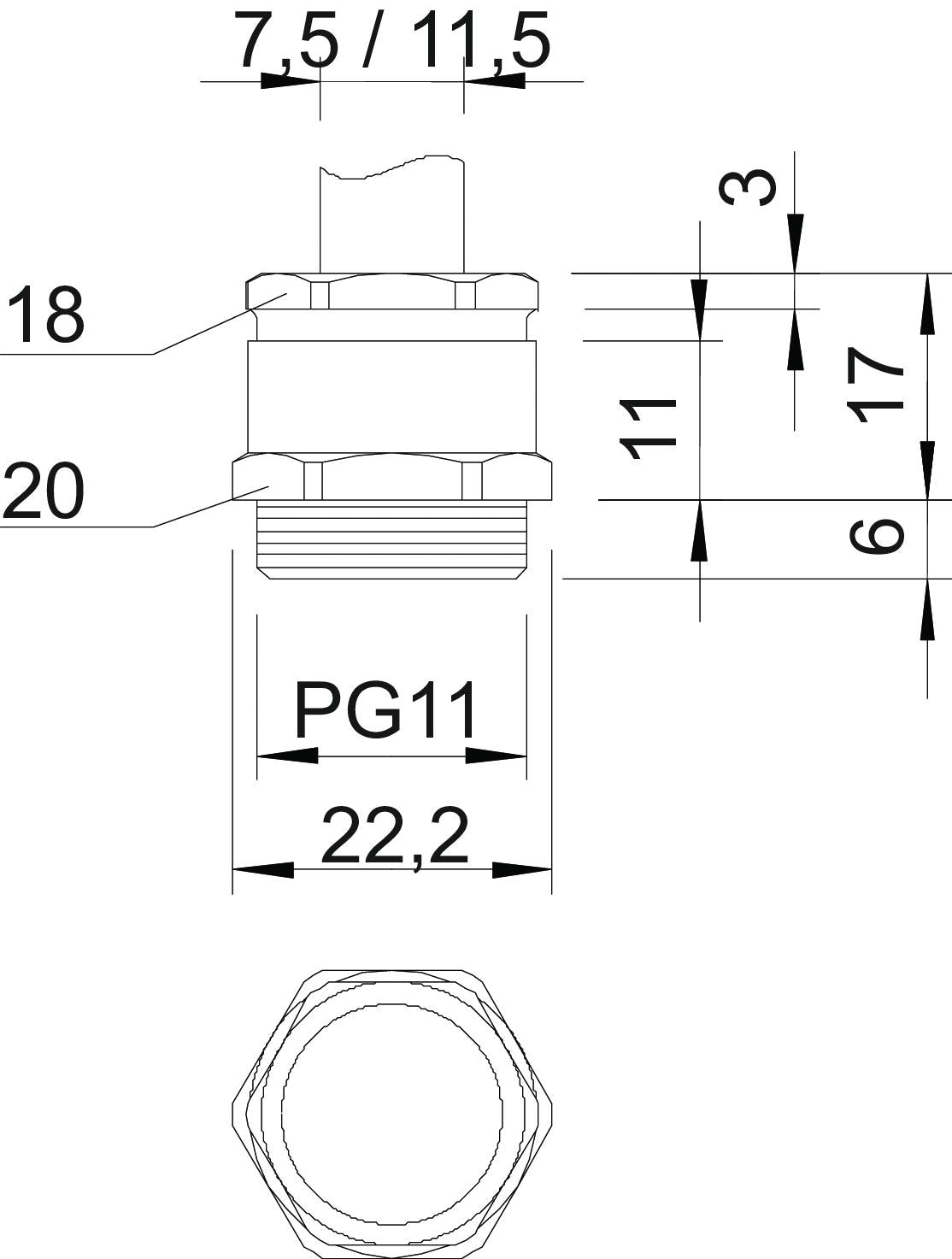 BETTERMANN Kabelverschraubung PG11 Ms si 162 MS PG11 6mm IP54 ger vernick