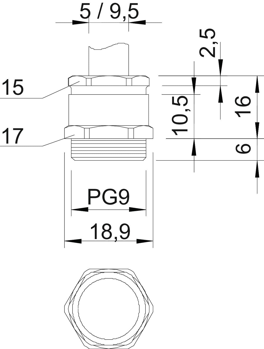 BETTERMANN Kabelverschraubung PG9 Ms si 162 MS PG 9 6mm IP54 ger vernick