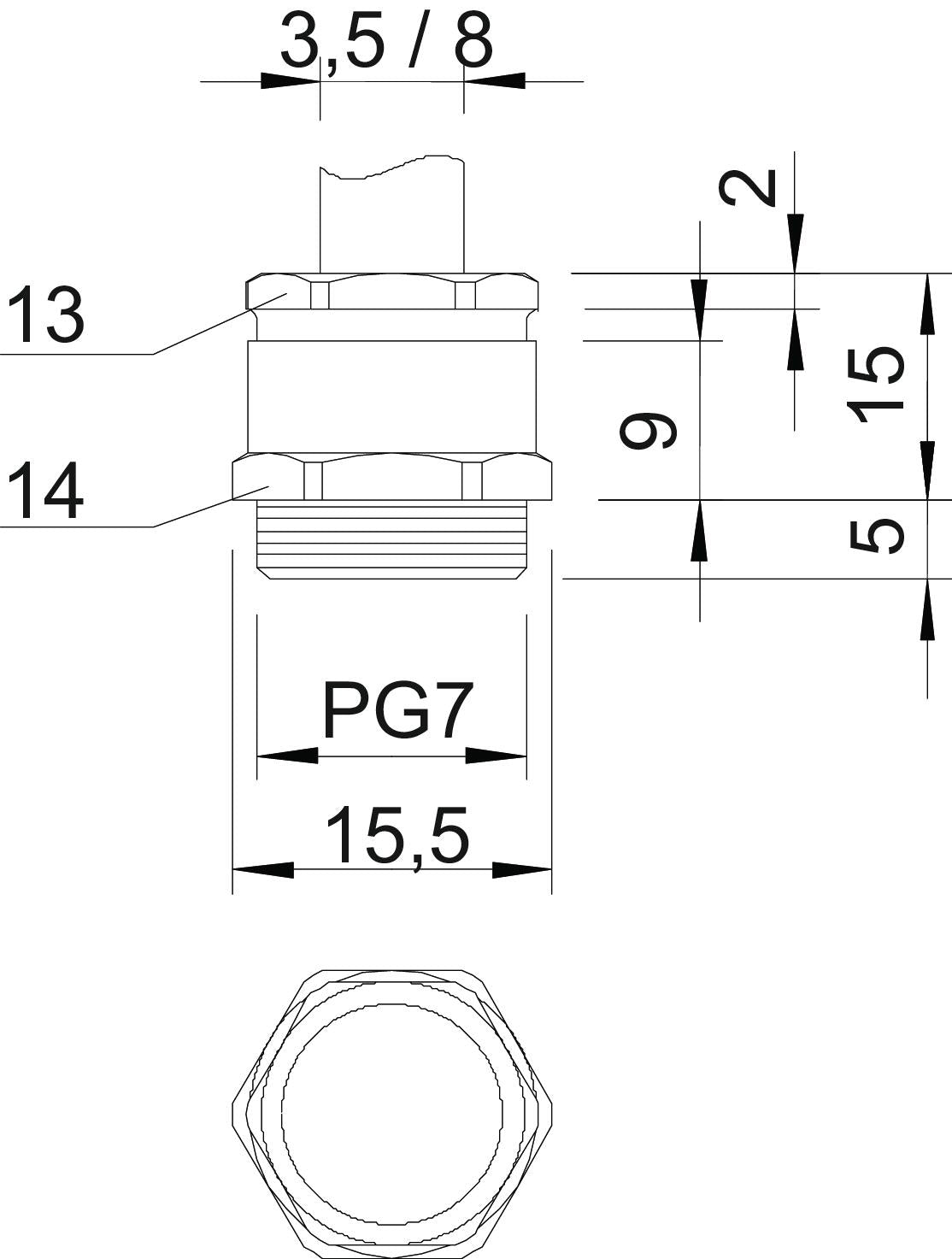 BETTERMANN Kabelverschraubung PG7 Ms si 162 MS PG 7 IP54 ger vernick