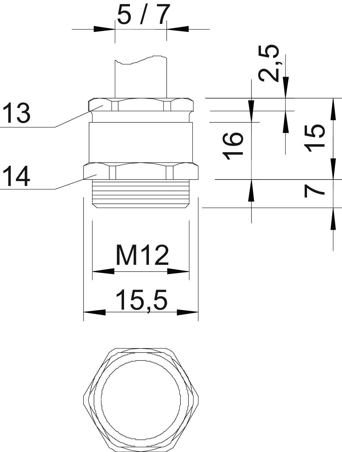 BETTERMANN Kabelverschraubung M12 Ms si 162 MS M12 IP54 ger vernick