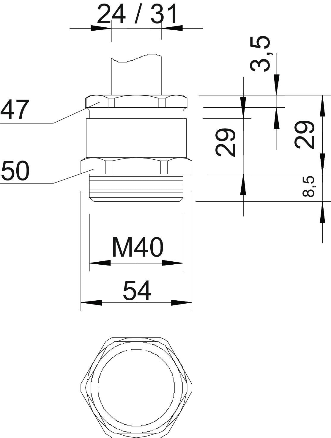 BETTERMANN Kabelverschraubung M40 Ms si 162 MS M40 8,5mm IP65 ger vernick