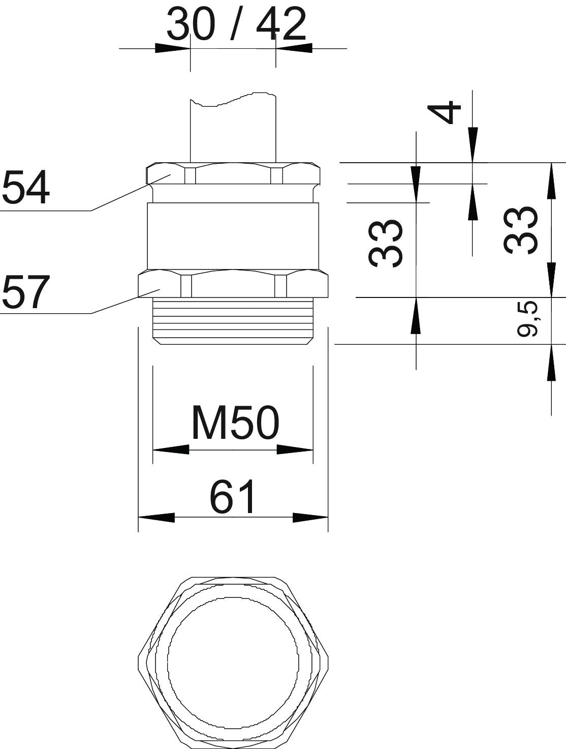 BETTERMANN Kabelverschraubung M50 Ms si 162 MS M50 9,5mm IP65 ger vernick