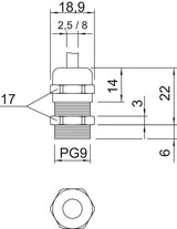 BETTERMANN Kabelverschraubung PG9 Ms si V-TEC PG9 MS 6mm IP68 ger vernick