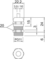BETTERMANN Kabelverschraubung PG11 Ms si V-TEC PG11 MS 6mm IP68 ger vernick