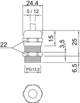 BETTERMANN Kabelverschraubung PG13,5 Ms V-TEC PG13 MS si 6,5mm IP68 ger vernick