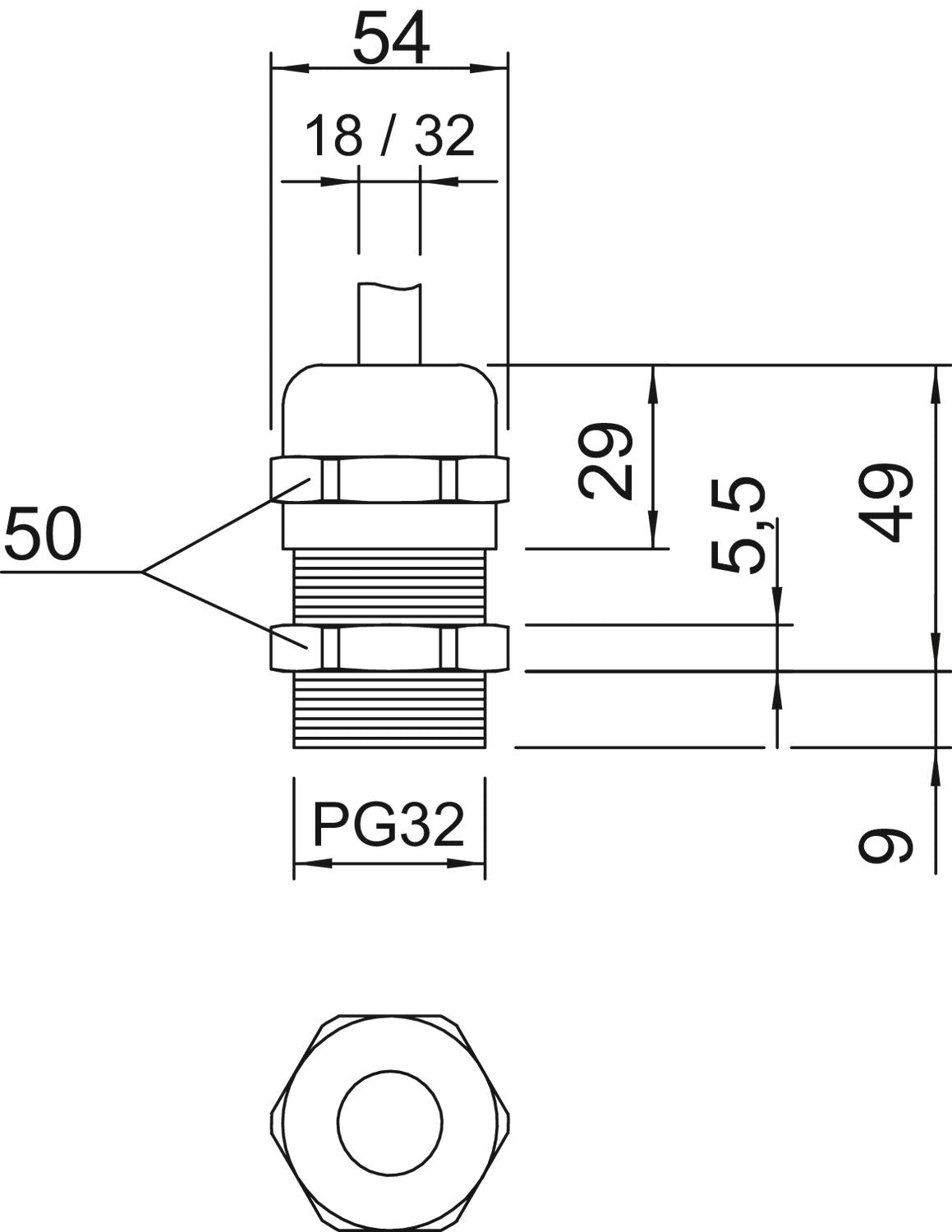 BETTERMANN Kabelverschraubung PG36 Ms si V-TEC PG36 MS 9mm IP68 ger vernick