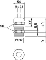 BETTERMANN Kabelverschraubung PG36 Ms si V-TEC PG36 MS 9mm IP68 ger vernick