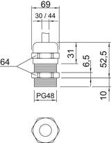 BETTERMANN Kabelverschraubung PG48 Ms si V-TEC PG48 MS 10mm IP68 ger vernick