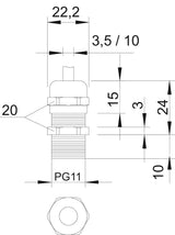 BETTERMANN Kabelverschraubung PG11 Ms si V-TEC L PG11 MS 10mm IP68 ger vernick