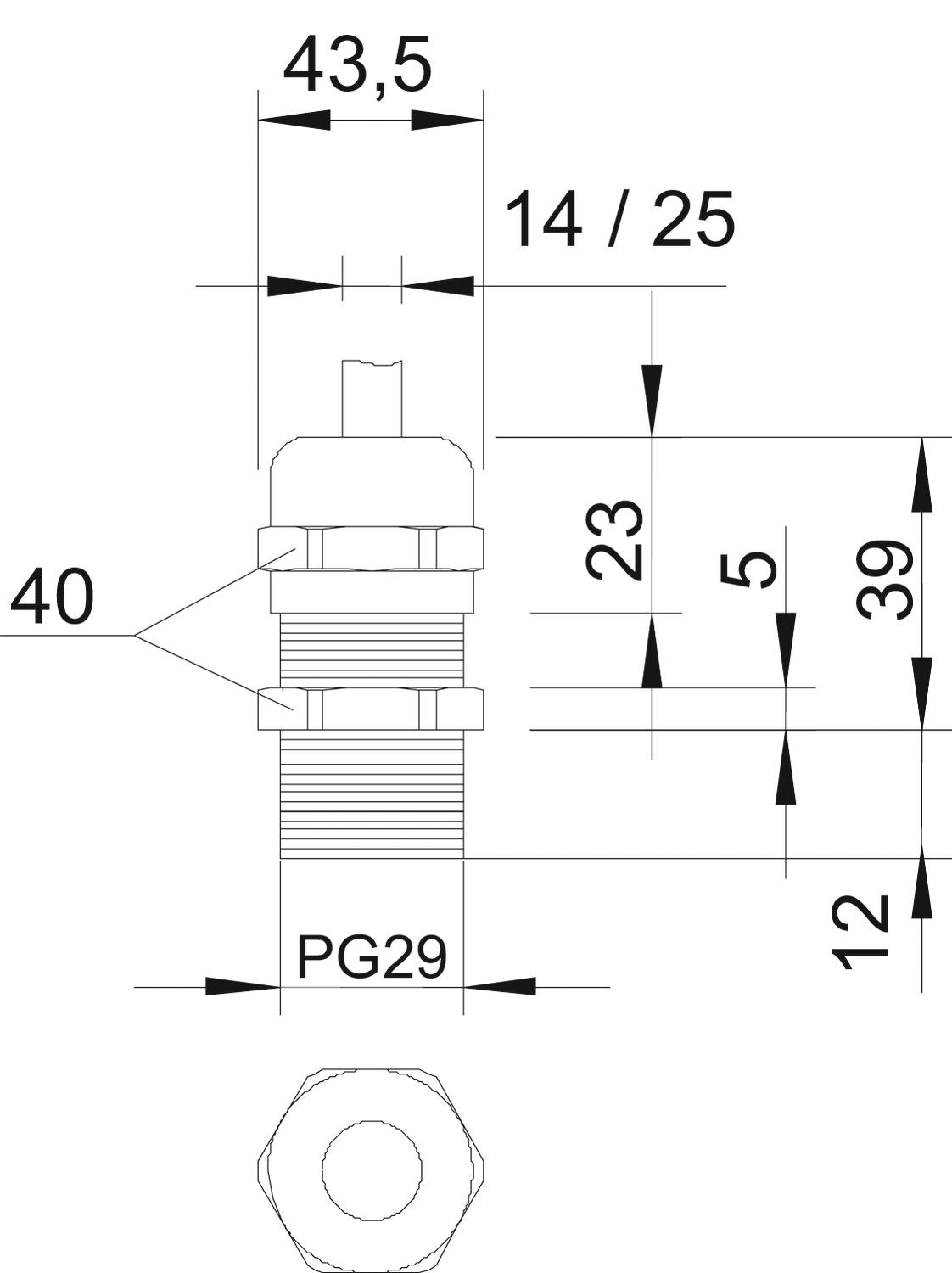 BETTERMANN Kabelverschraubung PG29 Ms si V-TEC L PG29 MS 12mm IP68 ger vernick