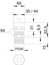 BETTERMANN Kabelverschraubung PG48 Ms si V-TEC L PG48 MS 15mm IP68 ger vernick