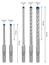 BOSCH-EW Bohrerset 5tlg  5-10mm 5xBeton SDS plus-7X 5pc Box