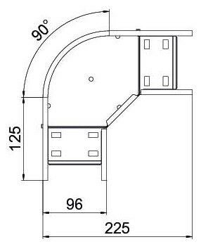 BETTERMANN Bogen_starr 90° horiz RB 90 610 FSK SW 60x100mm int.Verb