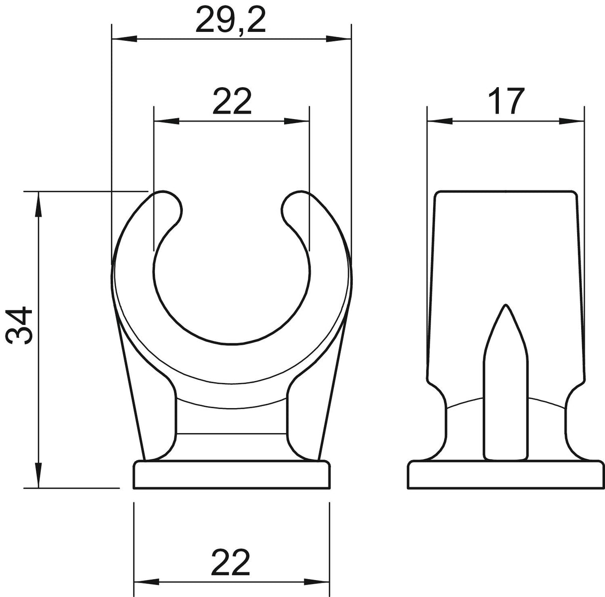 BETTERMANN Abstandsschelle 1f 22mm Kst 2962 22 LGR einlappig hfr