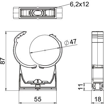 BETTERMANN Rohrschelle 44-50mm kompl PA proQuick PQ-47 LGR geschl Kst anreihb