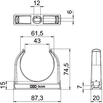 BETTERMANN Rohrschelle 43-49mm Kst gr Quick 2955 F M63 STGR anreihb Schraubl