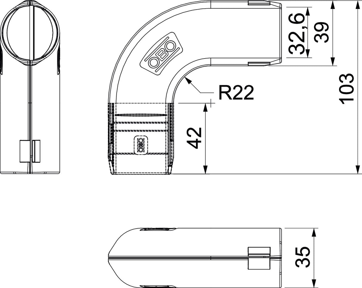 BETTERMANN Steckbogen 32mm Kst unbeh gr 3000 BMS M32 LGR