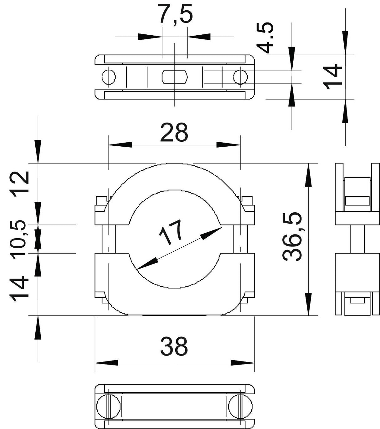 BETTERMANN Abstandsschelle 1f 17mm Kst 3015 17 LGR geschl hfr