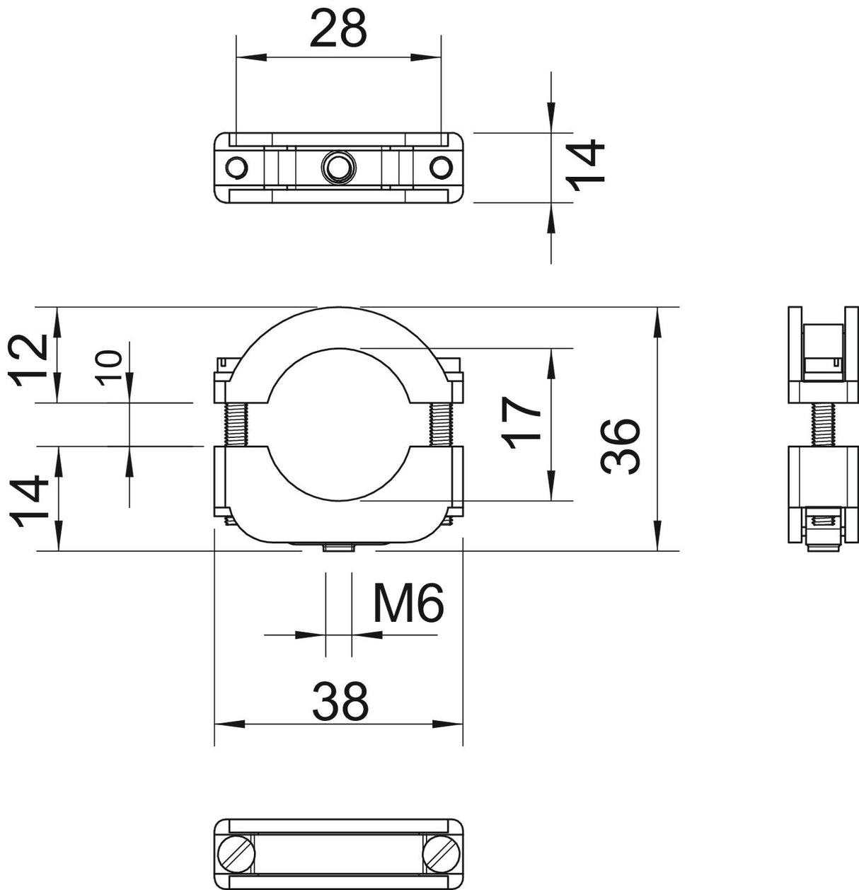 BETTERMANN Abstandsschelle 1f 17mm Kst 3020 LGR geschl hfr