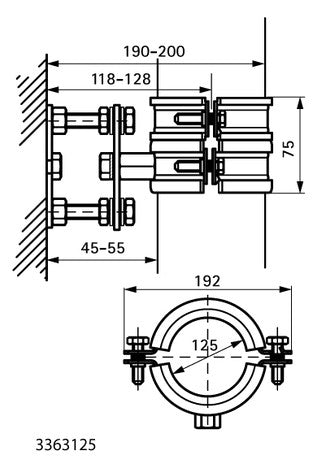 WALRAVEN Stützbefestigung BISMAT 1000 f. Fallrohr KA DN 125 ev EPDM 125 mm
