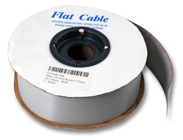 Flachbandkabel AWG 28-26/G 30,5m Rolle RM 1,27 26pol. UL2651 Rolle