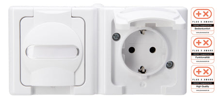 KOPP Steckdose 2f arkws mt AP Klappd BSF BLUEELECTRIC 131202003 IP44
