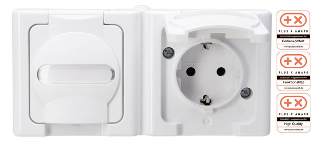 KOPP Steckdose 2f arkws mt AP Klappd BSF BLUEELECTRIC 131202003 IP44