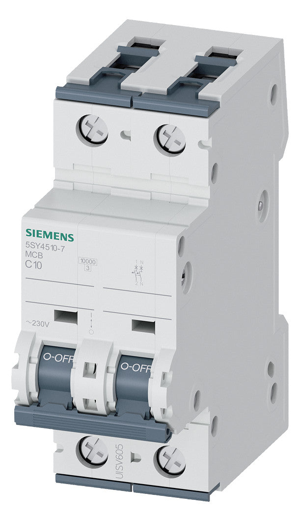 SIEMENS Leitungsschutzschalter UC C 10A 5SY4510-7 1+N 400V 2TE 50Hz IP20