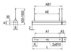 RIDI LED-Wannenleuchte 45W ws Konv LF-T16-S-R1X145/45ND-OE
