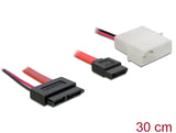 Delock Kabel Slim SATA Buchse > SATA 7 Pin + 2 Pin Strom Stecker 30 cm