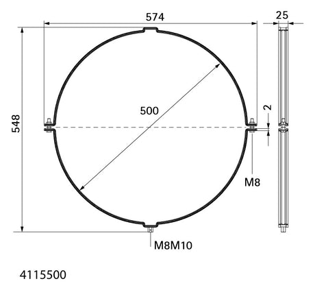 WALRAVEN Lüftungsschelle Aero sv 500 mm M8/M10 fixierte Schallschutzeinlage TPE