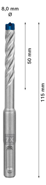 BOSCH-EW Hammerbohrer  8mm SDSplus SDS plus-7X 1pc 50/115mm f.Beton