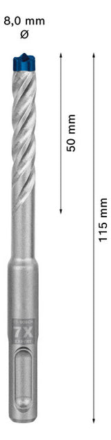 BOSCH-EW Hammerbohrer  8mm SDSplus SDS plus-7X 1pc 50/115mm f.Beton