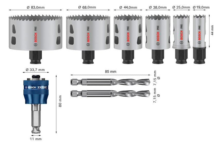 BOSCH-EW Werkzeugset 9tlg 6xLochsäge Box LOCHSÄGENSATZ