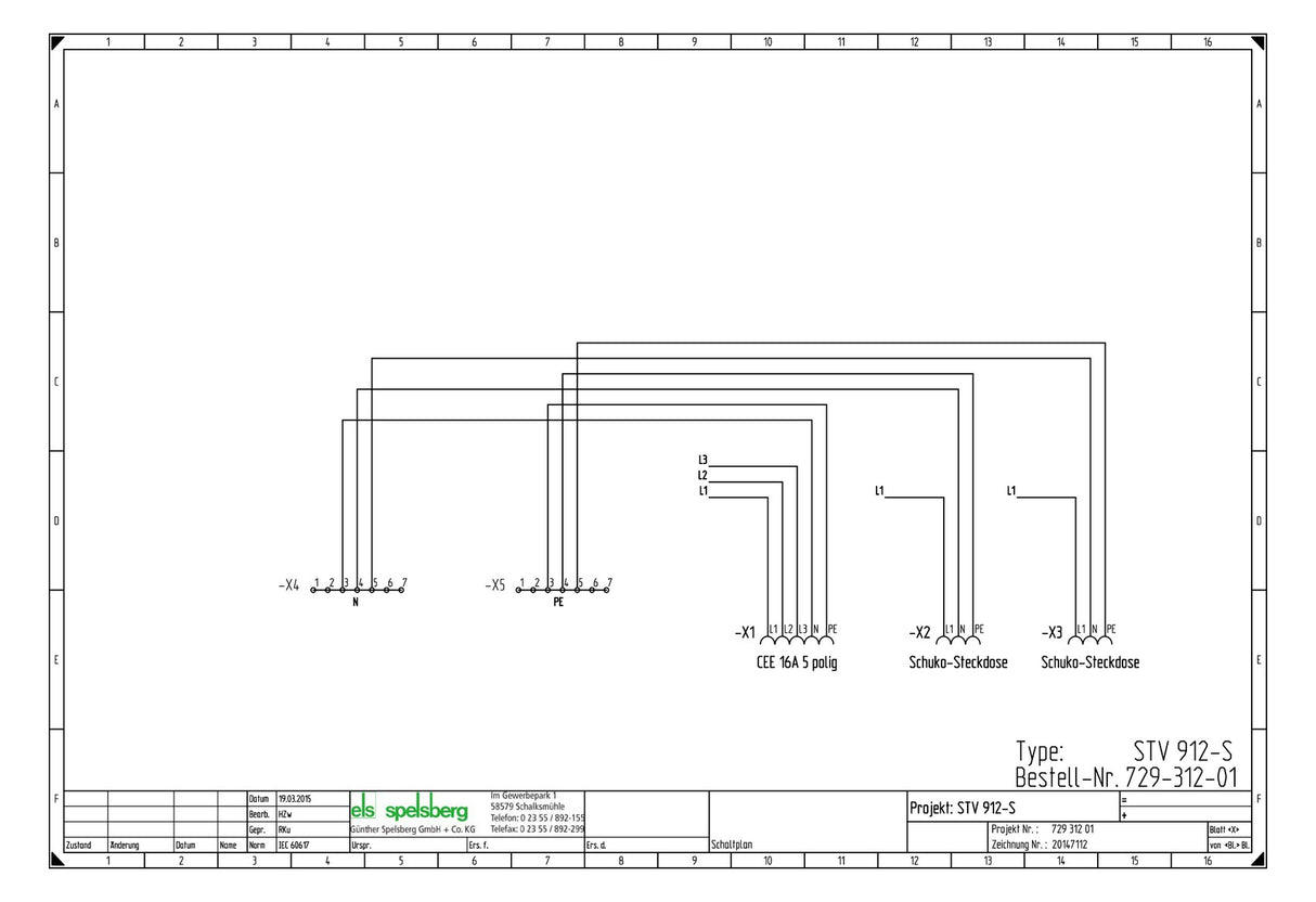 SPELSBERG Steckdosenverteiler IP44 72931201, 200x400x122mm STV912-S