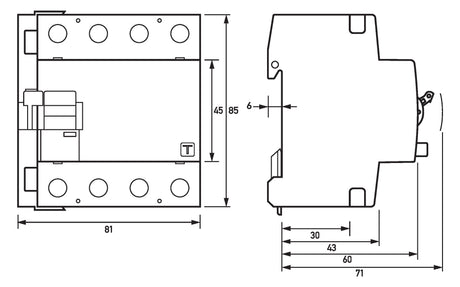 DOEPKE FI-Schutz mit Zusatz 4p 440V 63A DFS4 063-4/0,03-B SK NA 0,03A NOT-AUS B