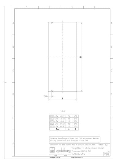 SPELSBERG Trennwand 270x110mm Kst GEOS-L TW 30-18