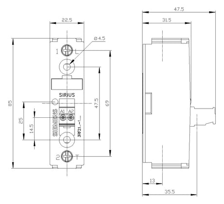 SIEMENS Leistungsschütz 1S 15-24VDC REG 3RF2120-1AA02
