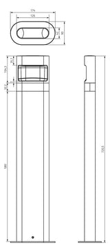 THEBEN LED-Pollerleuchte 8,5W IP54 3000K theLeda D B plus S AL 760lm alu alu