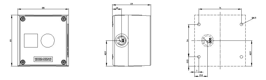 SIEMENS Aufbaugehäuse Kst  22mm IP68 3SU1801-0AA00-0AB1 85x85x63,8mm