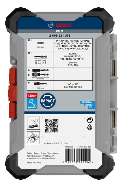 BOSCH-EW Bit-Set 41St Magnethalter 6xPH SCHRAUBERBIT-SA 5xPZ 23xTX 2xSchlitz